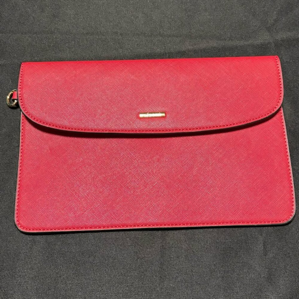 LoveVook‎ Red Faux Leather Clutch EUC Classic Preppy WorkingGirl